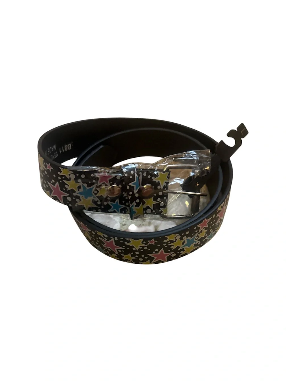 Women's Black Star Print Belt - Multicolor Stars